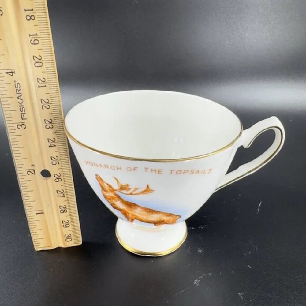 TAYLOR & KENT Newfoundland Teacup Saucer Bone China ENGLAND Set Monarch Deer VTG